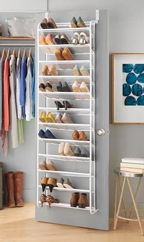 Whitmor Over the Door Shoe Rack, 36-Pair, White