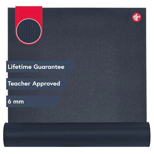 Manduka PRO Yoga Mat – Premium 6mm Thick Mat, Eco Friendly, Oeko-Tex Certified, Free of ALL Chemicals, High Performance Grip, Ultra Dense Cushioning for Support & Stability in Yoga, Pilates, Gym and Any General Fitness - 71 inches, Midnight