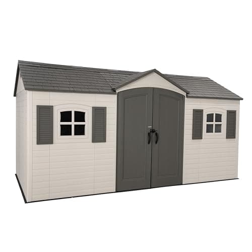 Lifetime 60079 Outdoor Plastic Storage Dual Entry Shed, 15 x 8 ft, Desert Sand