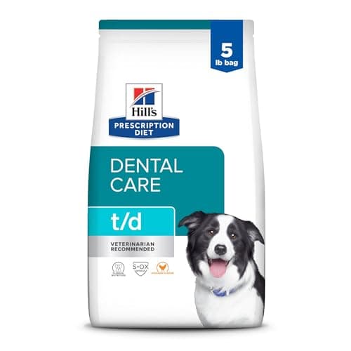 Hill's Prescription Diet t/d Dental Care Chicken Flavor Dry Dog Food, Veterinary Diet, 5 lb. Bag (Packaging May Vary)