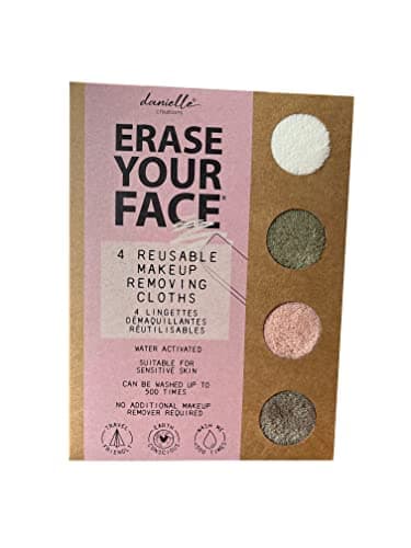 Erase Your Face Eco Friendly Reusable Makeup Removing Cloths in New 100% Plastic Free Recyclable Packaging (4 Pack Cloths, New 2022 Colours)
