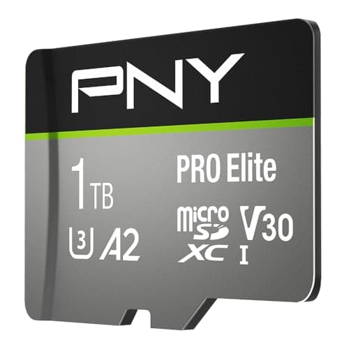 PNY microSDXC Card 1TB Pro Elite Prime Class 10 U3 V30 A2 + SD Adapter - Up to 200MB/s, Class 10, U3, V30, A2, 4K UHD, Full HD, UHS-I