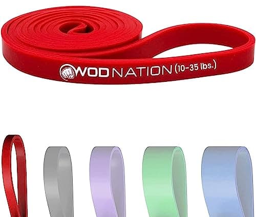 WOD Nation Single Pull Up Assistance Band (4.5-16kg Red Band) - Best for Pullup Assist, Chin Ups, Resistance Bands Exercise, Stretch, Mobility Work & Serious Fitness - 1 Meter Straps