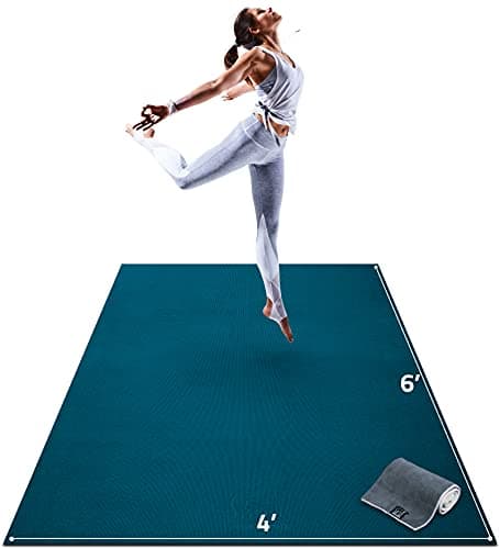 Gorilla Mats Premium Large Yoga Mat – 6' x 4' x 8mm Extra Thick & Ultra Comfortable, Non-Toxic, Non-Slip Barefoot Exercise Mat – Works Great on Any Floor for Stretching, Cardio or Home Workouts