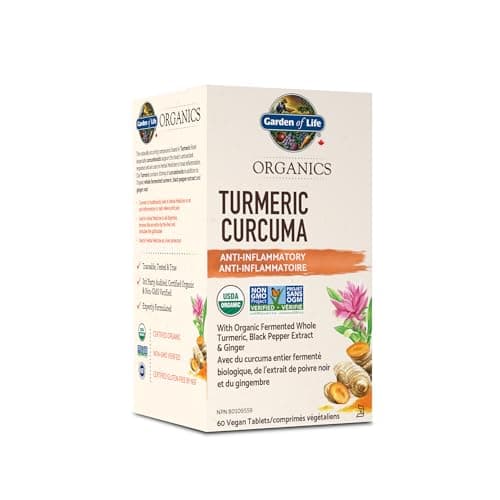 Garden of Life Organics Turmeric, 60 Tablets | Anti-Inflammatory Support To Relieve Joint Pain and Aid in Digestion, Supports The Body's Antioxidant Response | Non-GMO, Gluten-Free, Vegan, Kosher