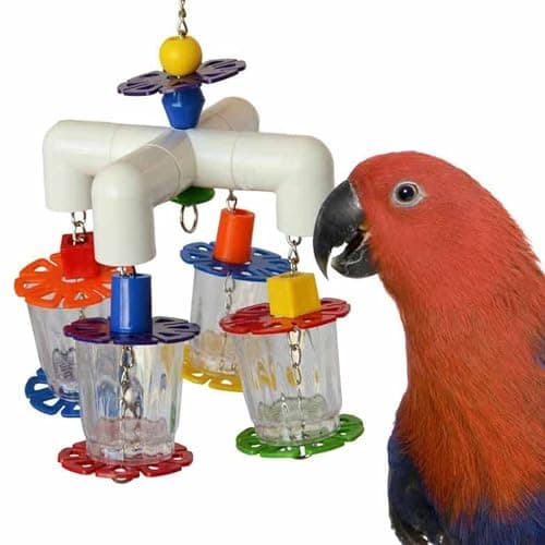 Bird Creative Foraging System Wheel Seed Food Ball Rotate Training Toy for Small and Medium Parrots Parakeet Cockatiel Conure (Transparent)