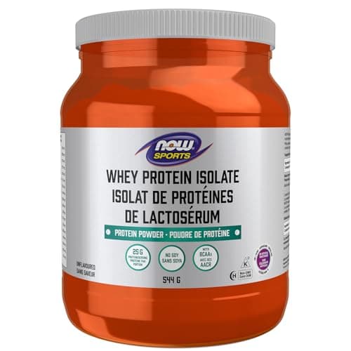 NOW Sports Nutrition, Whey Protein Isolate, 25 g With BCAAs, Unflavored Powder, 544g