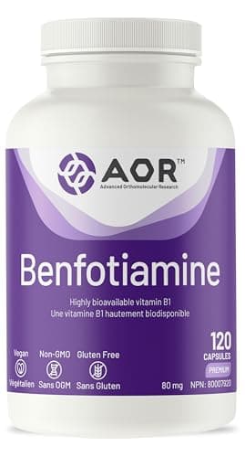 AOR Benfotiamine Vitamin B1 80mg 120 Caps 120-Day Supply - Vitamin B Complex Supplement - Vegan, Non-GMO, Gluten-Free - Easy-to-Swallow - Supports Energy Production, Healthy Metabolism and Circulation