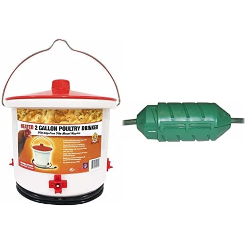 Farm Innovators Heated Chicken Waterer, Poultry Drinker Bucket, 2 Gallon