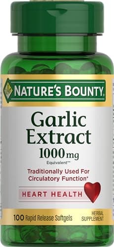 NATURE'S BOUNTY Garlic, 2000 mg, Helps Reduce Elevated Blood Lipid Levels, Helps Maintain Cardiovascular Health, Tablets, 142 g