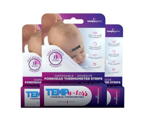 Fast Reading Disposable Forehead Thermometer Strips - Temp-N-Toss for Accurate & Hygienic Baby Temperature Measurement - Easy to Use and Reliable Single-Use Fever Indicator (6)