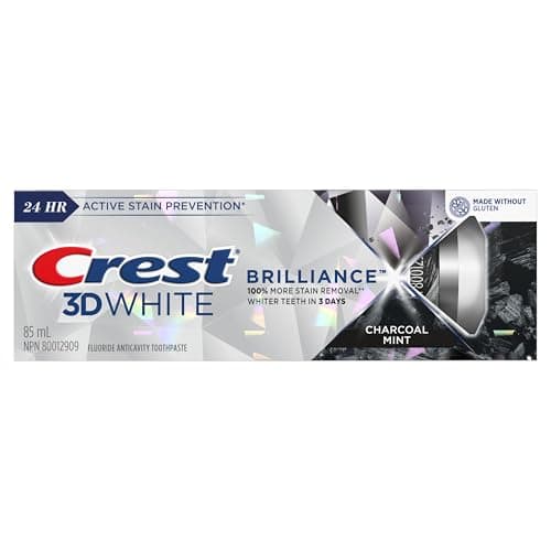 Crest 3D White Fluoride Toothpaste, Whitening Brilliance Charcoal, 85 mL