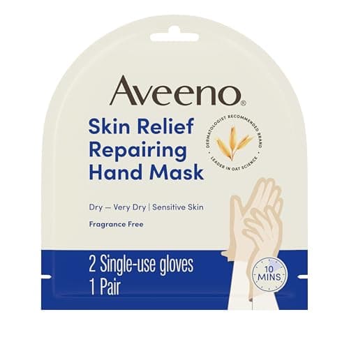 Aveeno Repairing CICA Hand Mask - Shea Butter, Prebiotic Oat - Dry Skin - Fragrance Free, 2 count, 40 grams each