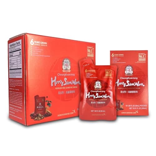 CheongKwanJang [Hong Sam Won - Korean Red Ginseng Drinks] Pre Workout Energy Drink for Men & Women, Korean Food Korean Red Panax Ginseng Extract Tea, Increase Productivity, Circulation - 20 Pouches