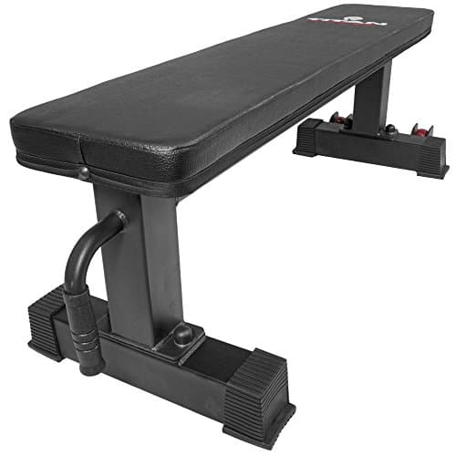 Titan Fitness Flat Weight Bench, Rated 1,000 LB, Wheels Handle, International Competition Standards
