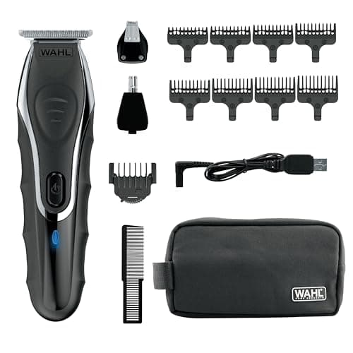 Wahl Clipper Aqua Blade Wet/Dry Beard Trimmer Kit, Lithium Ion All in One Grooming Kit for Beard, Ear, Nose and Body, Waterproof Cordless Rechargeable, By The Brand used by Professionals #9899-100