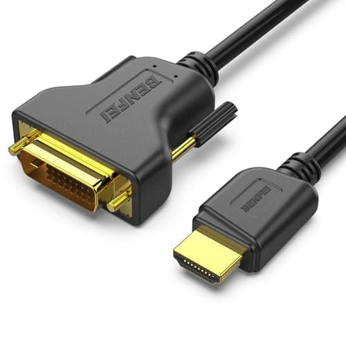 DVI to HDMI, BENFEI Bidirectional DVI (DVI-D) to HDMI Male to Female Adapter with Gold-Plated Cord 2 Pack
