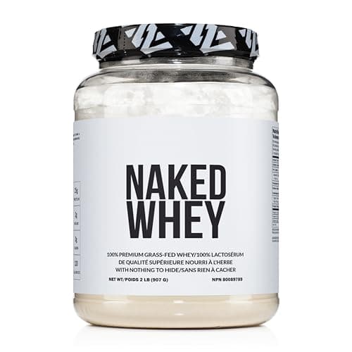 NAKED Whey 2LB 100% Grass Fed Whey Protein Powder - Only 1 Ingredient, Unflavored Whey Protein, Undenatured, Gluten Free, Soy Free, No GMOs, No Preservatives