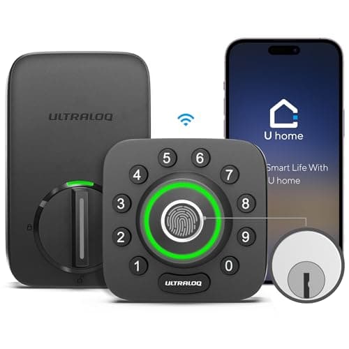 ULTRALOQ U-Bolt Pro WiFi Smart Lock with Door Sensor, 8-in-1 Keyless Entry Door Lock with Fingerprint ID, App Remote Control, Built-in WiFi Keypad Deadbolt, Auto Unlock, IP65 Waterproof, Easy Install
