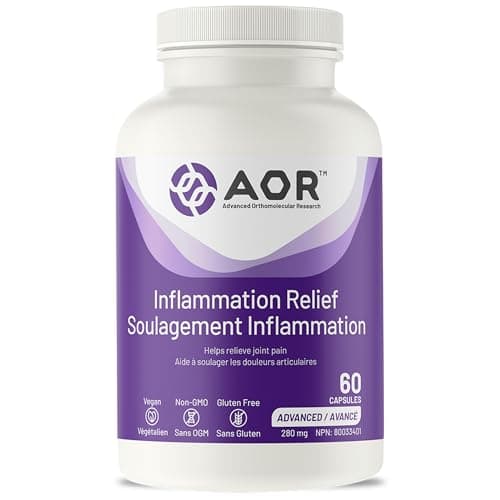 AOR Inflammation Relief Supplement 280mg, 60 Capsules 20-Day Supply - Features Boswellia, Longvida Curcumin & Ashwagandha - Turmeric Blend for Joint Support, Flexibility & Comfort - Vegan and Non GMO