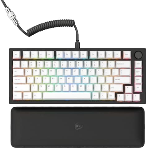GMMK Pro Prebuilt (Black) - ANSI/USA Layout - Lubed Fox Linear Switches - Glorious PBT Keycaps (White) - High Profile Gasket Mounted Prebuilt Premium RGB 75% Keyboard