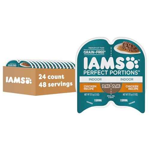 IAMS PERFECT PORTIONS Healthy Adult Wet Cat Food Cuts in Gravy - Chicken Flavour, 75g Tray (24 Pack)