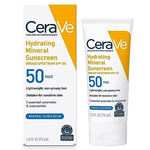 Amazon.com: CeraVe 100% Mineral Sunscreen SPF 50 with Zinc Oxide ...