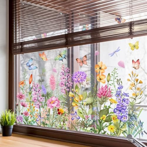 94 Pieces Colorful Spring Window Clings Flower Butterfly Window ...