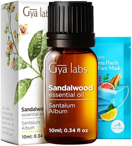 Gya Labs Sandalwood Essential Oil for Skin Care and Focus - Topical for Dry and Irritated Skin - Woody and Earthy Aroma for Clarity - 100 Pure Therapeutic Grade Sandalwood Oil for Aromatherapy - 10ml