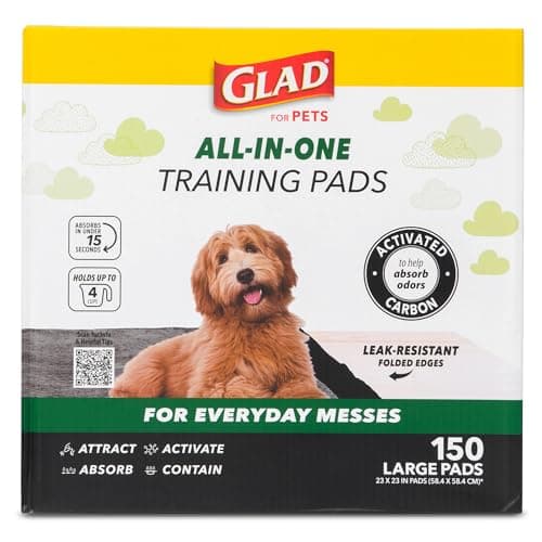 Glad for Pets Black Charcoal Puppy Pads | Puppy Potty Training Pads That Absorb & NEUTRALIZE Urine Instantly | New & Improved Quality, 150 Count, size: 150 count