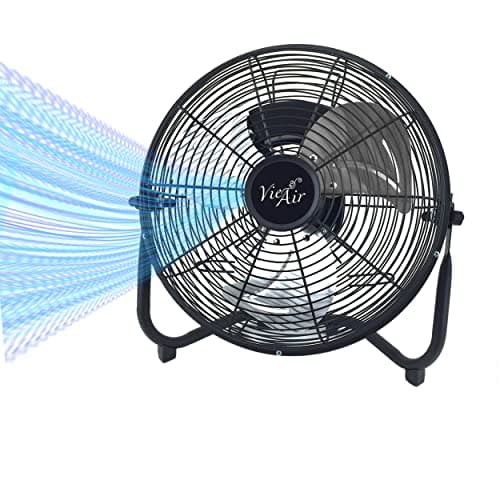 Vie Air 20 Inch Industrial Tilting High Velocity 3 Speed Metal Floor Fan, Black