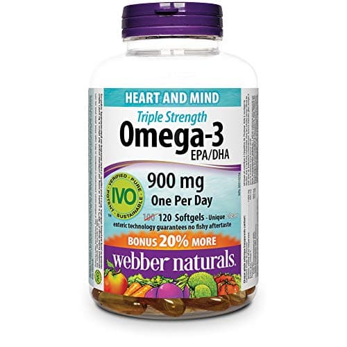 Webber Naturals Omega-3 900 mg Triple Strength & Vitamin D3 2500 IU Extra Strength, 180 Softgels, For Healthy Bones, Teeth, and Helps Prevent Vitamin D Deficiency
