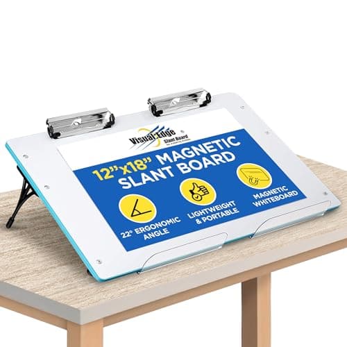 Slant Board for Writing - Adjustable, Portable Workstation with Magnetic Whiteboard and 22° Angle for Optimal Writing & Reading - Ergonomic Desk Accessory for Teachers & Students - Blue