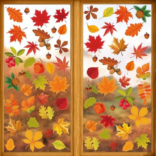 witspace Fall Window Clings - 9 Pcs Autumn Maple Leaf Window Clings for ...