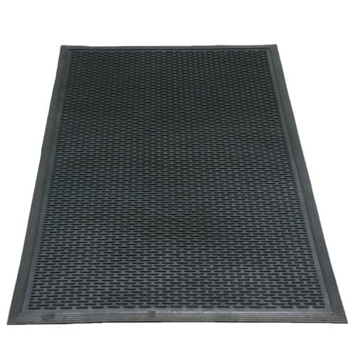 Rubber-Cal Dura-Scraper Drainage Commercial Door Mat - 3/8 in x 3 ft x 5 ft - Black Rubber Doormats