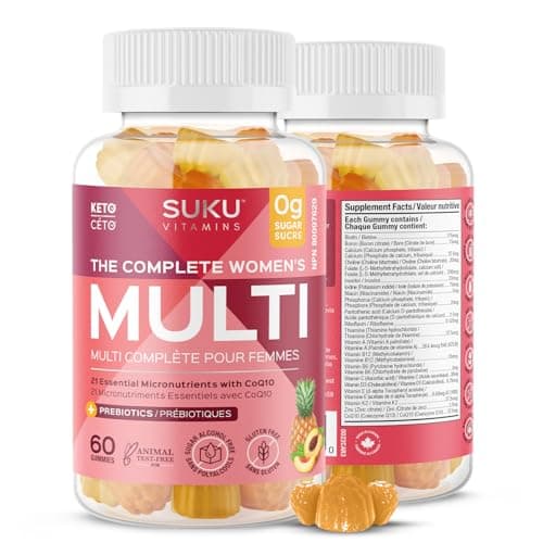 Suku Vitamins - The Complete Women's Multivitamins, Enriched with Vitamin K2, Vitamin A and More, Easy to Chew Sugar-and-Gluten-Free Gummy Vitamins, Non-GMO, 60 Counts