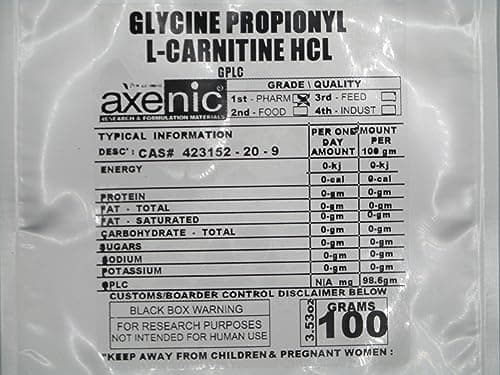 GPLC (glycine propionyl-L-carnitine) nutritional supplement molecule ...