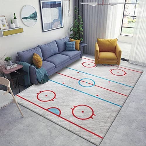Ice Hockey Room Decor - Bring the Rink Home! Sports Rug for Living Room ...