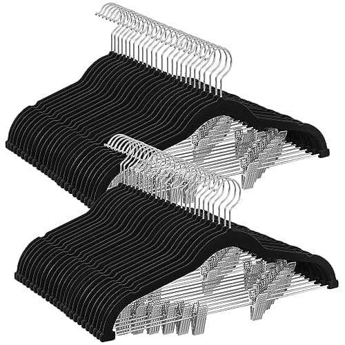 SONGMICS 50-Pack Coat Hangers and 30-Pack Pants Hangers Bundle, Velvet ...
