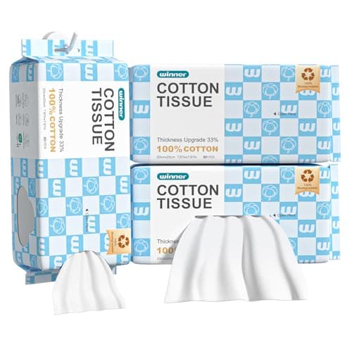 Winner 600 Counts Cotton Tissues Ultra-Soft Facial Clean Wipes | OEKO-TEX Certified 100% Pure Cotton Unscented Dry Wipes | Wet and Dry Dual-Use Perfect for Cleaning Face Makeup Removing Baby Care