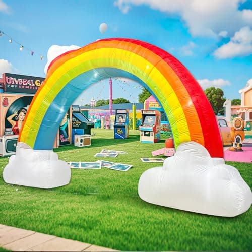 Airblown 7.48 ft Pre-Lit LED Mixed Media Unicorn Rainbow Arch Christmas ...