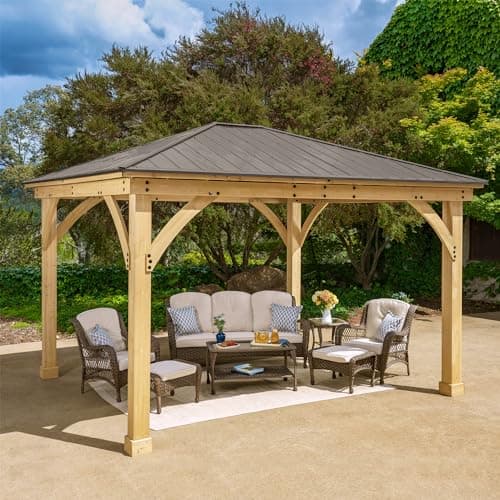Yardistry 12 x 14 Meridian Gazebo 100% Cedar with Aluminum Roof – The ...