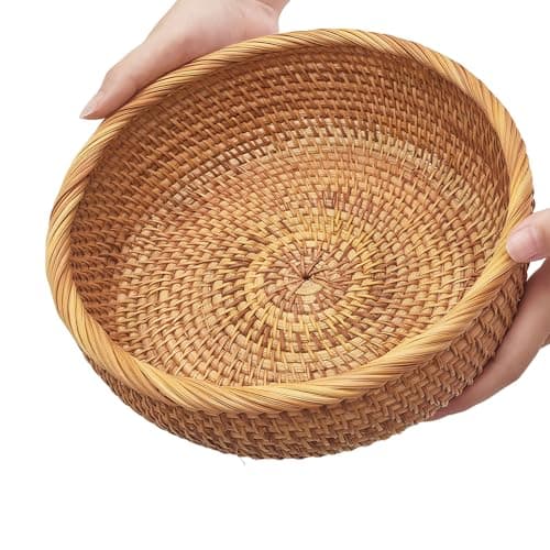 Round rattan storage basket rattan bread basket food serving tray – Artofit