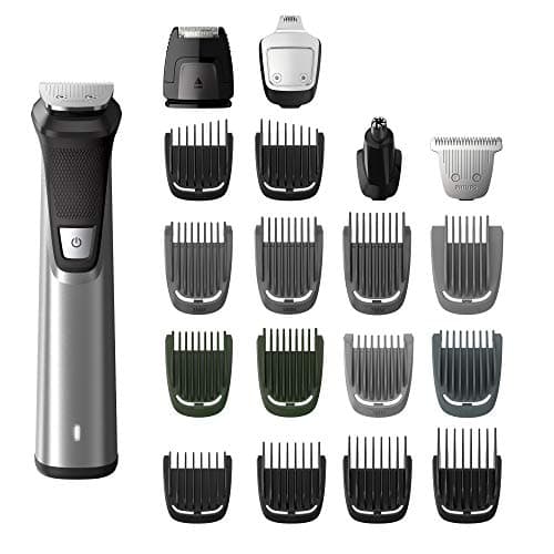 PHILIPS Norelco MG7750/49 Multigroom 7000 Face Styler and Grooming Kit, 23 Trimming Pieces, DualCut Technology, Fully Washable, Reinforced Guards, Rechargeable Battery, Stainless Steel Design