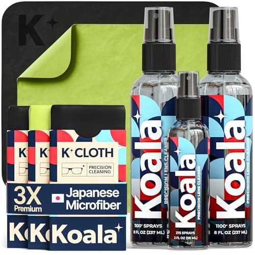 Koala Kleaner Alcohol Free and Ammonia Free Eyeglass Lens Cleaner Spray Care Kit Bundle with 2 Koala Microfiber Cloths, 16 Ounces (8oz x 2) | Safe for Cleaning All Coated Lenses and Screens