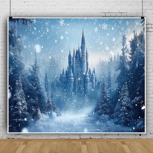 Amazon.com : ZJRBJB 10x8ft Winter Forest Castle Backdrop Frozen Ice ...