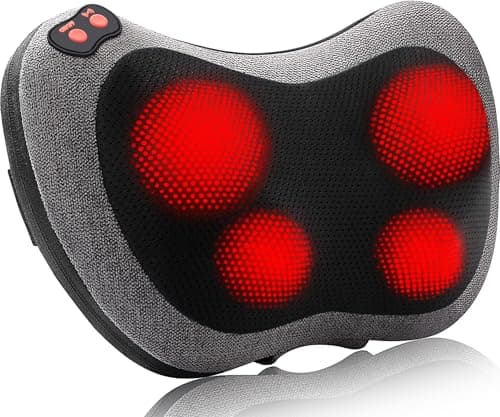 RENPHO Neck & Back Massager with Heat for Chair, Full Back Shiatsu Rolling Massage Chair Pad with Height Adjustable, Back Massager Cushion for Neck Shoulders Waist, Gifts for Women & Men