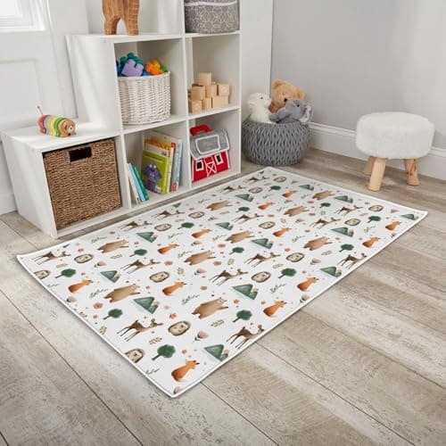 Amazon.com: Cartoon Woodland Animals Area Rugs for Baby Toddler Kids ...