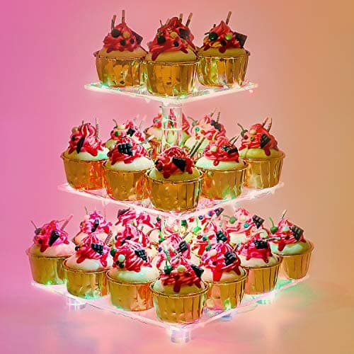 YestBuy 3 Tier Cupcake Stand with Base, Cake Stand, Acrylic Cupcake ...