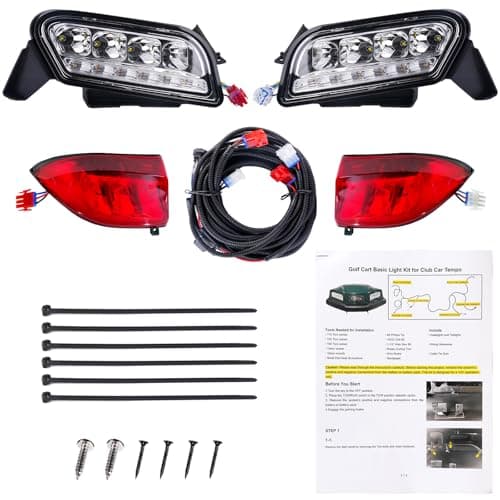 Drive-up Club Car LED Tempo Light Kit for Club Car Tempo Golf Carts, Golf Cart LED Headlight and Tail Light with Harness Kit for Tempo Gas and Electric Golf Carts